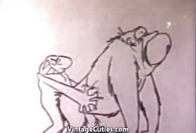 Porno vietnes paziņojumā smieklīgi maksts, nolādēts karikatūra dzimums (1960 vintage)